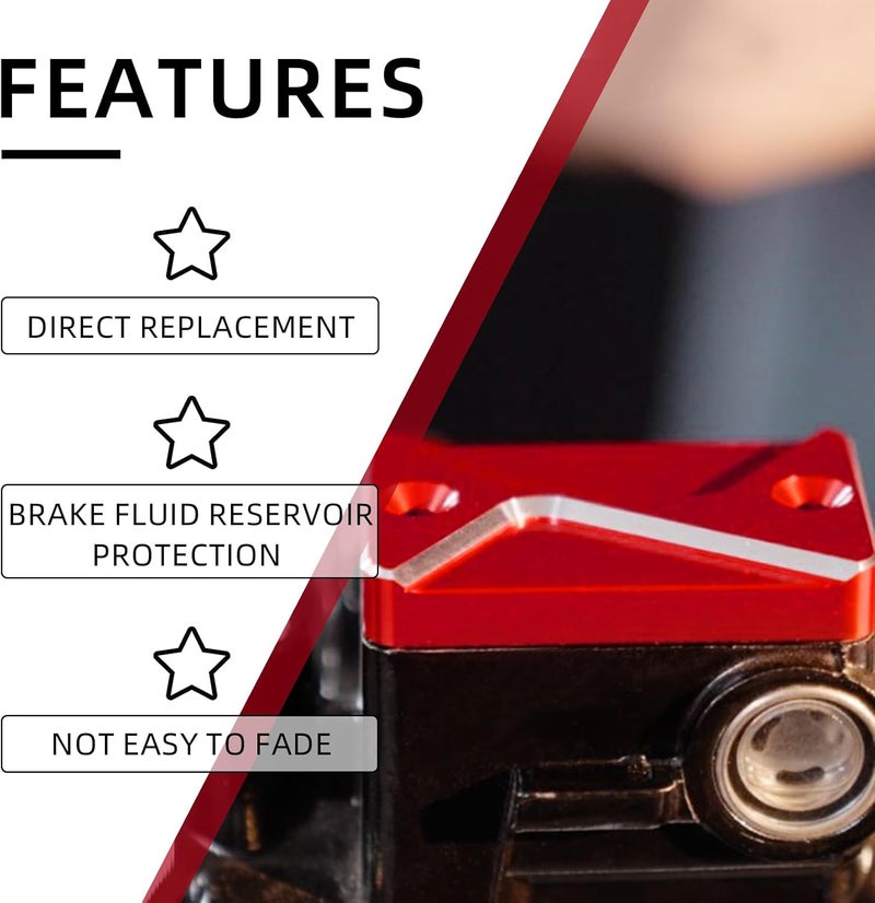 BAOUFF Front Brake Fluid Reservoir Cover for Hawk 250,CNC Motorcycle Cylinder Pump Guard for Hawk250/Hawk 250cc - Red - Image 2